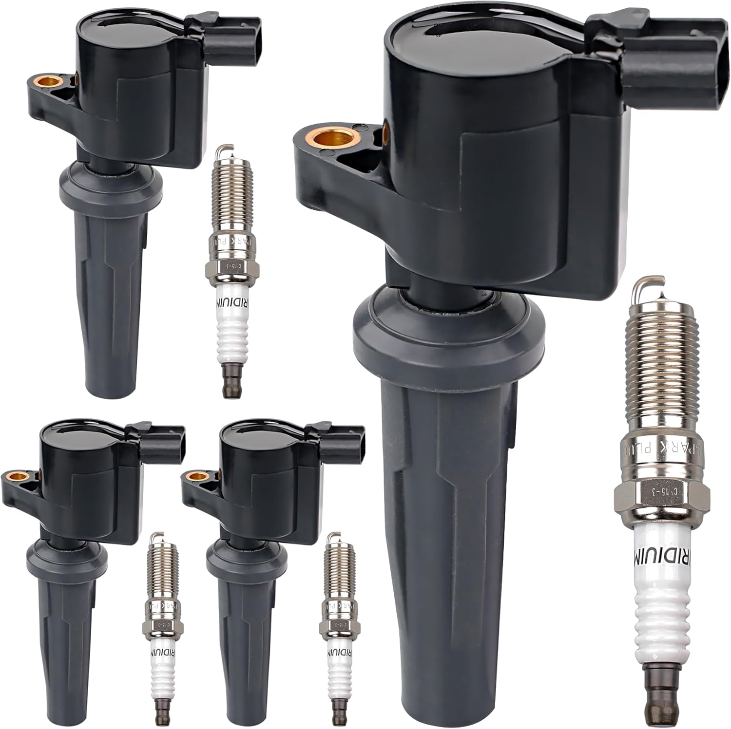 UF621 Ignition Coils Pack & Iridium Spark Plugs Set of 4 Compatible with Ford C-Max Escape Fusion Ranger, Lincoln MKZ, Mercury Mariner Milan, Tribute Replaces #C1658, GN10507
