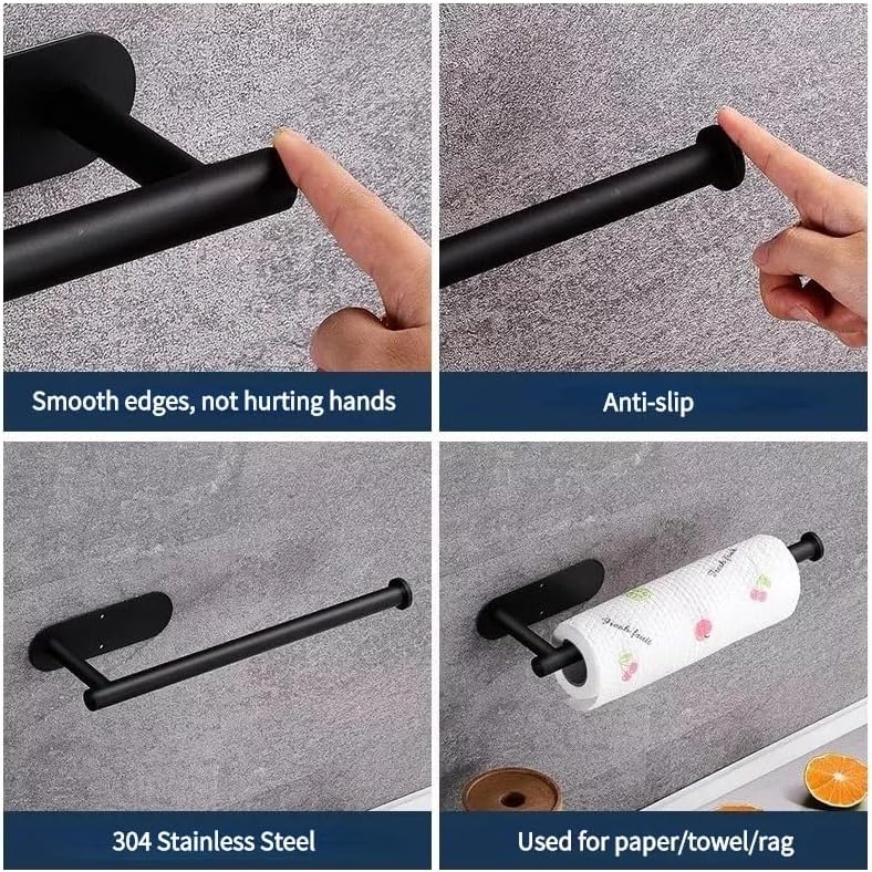 Miniatura 5 de Soporte para toallas de papel debajo del gabinete, soporte de pared para cocina y gabinete, ambos disponibles en adhesivo y tornillos, acero