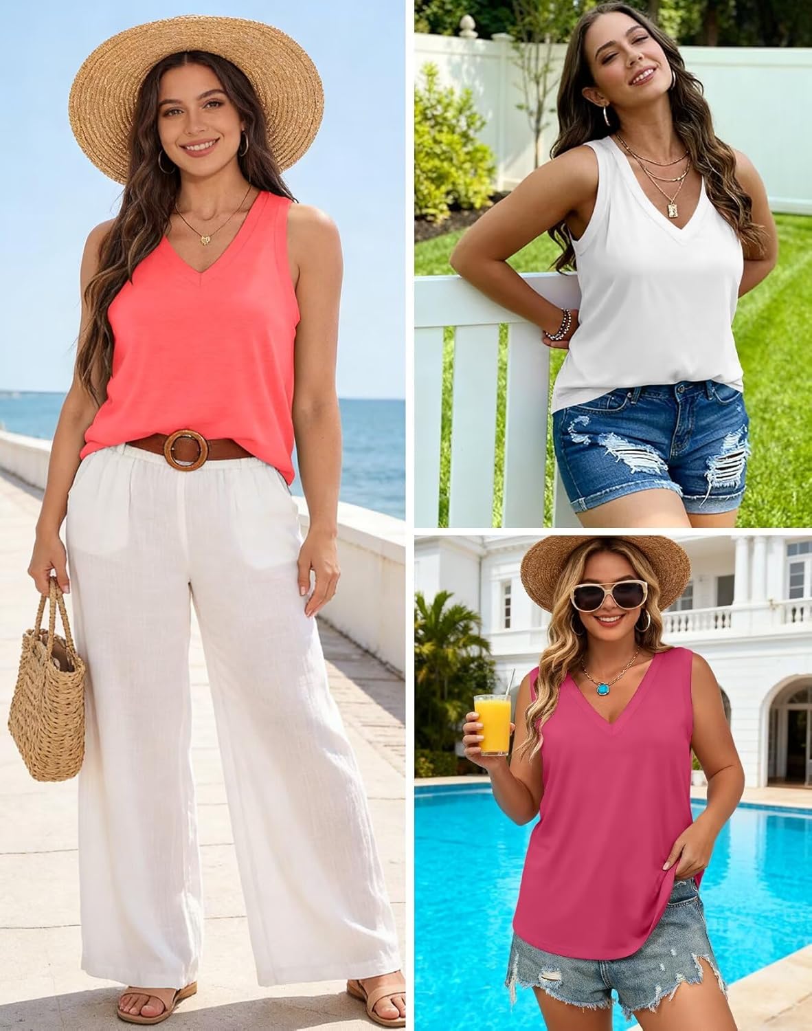 KKJ 3 Pack Womens Tank Tops 2026 Spring Summer Vacation Outfits V Neck Loose Sleeveless Blouse Casual Shirts Fashion Clothes - Image 5