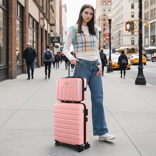 Miniatura 2 de AnyZip - Equipaje de mano de 21" con carcasa dura PC ABS, maleta ligera con USB, ruedas y candado TSA, Rosa