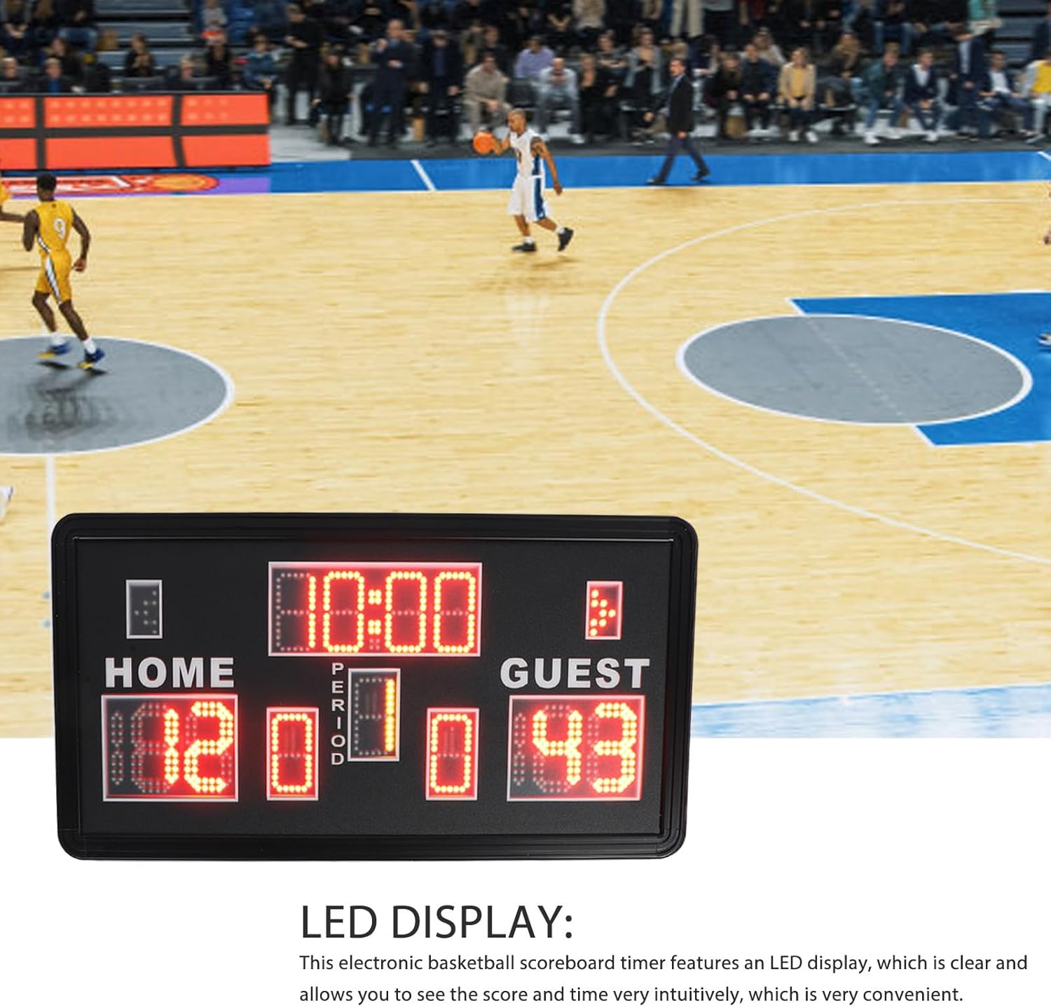 Tissting Electronic Basketball Scoreboard with LED Display & Remote Control, Professional Digital Score Keeper Timer for Basketball Soccer Volleyball Games with Countdown Function