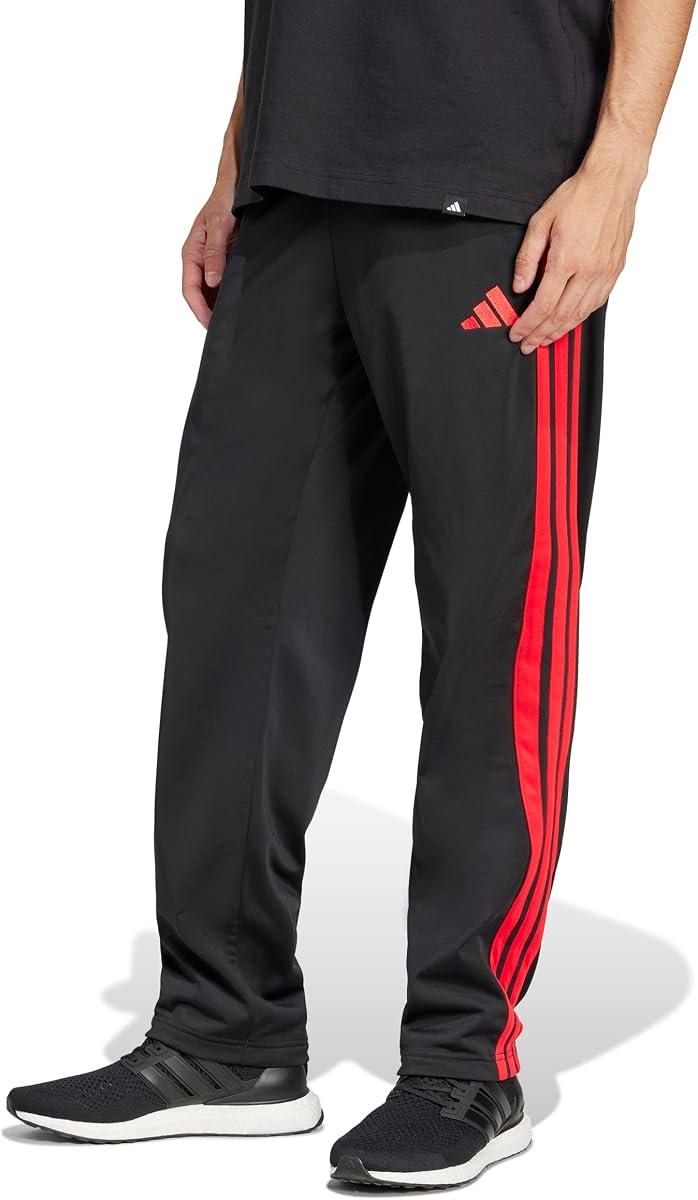 adidas Pantalones deportivos de tricot con dobladillo abierto y 3 rayas para hombre