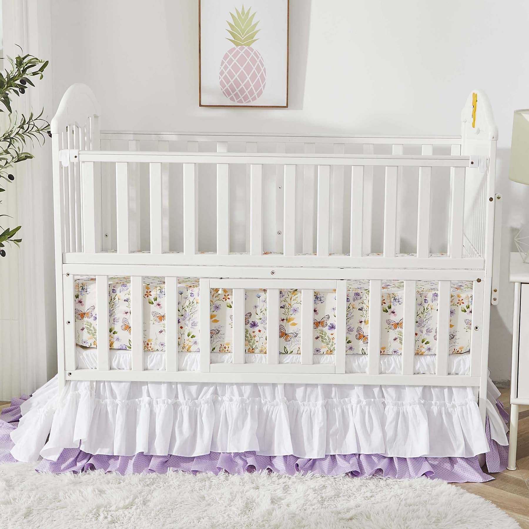 Kit 2 Lençóis Berço Menina - Algodão 71x132cm Rosa Borboleta