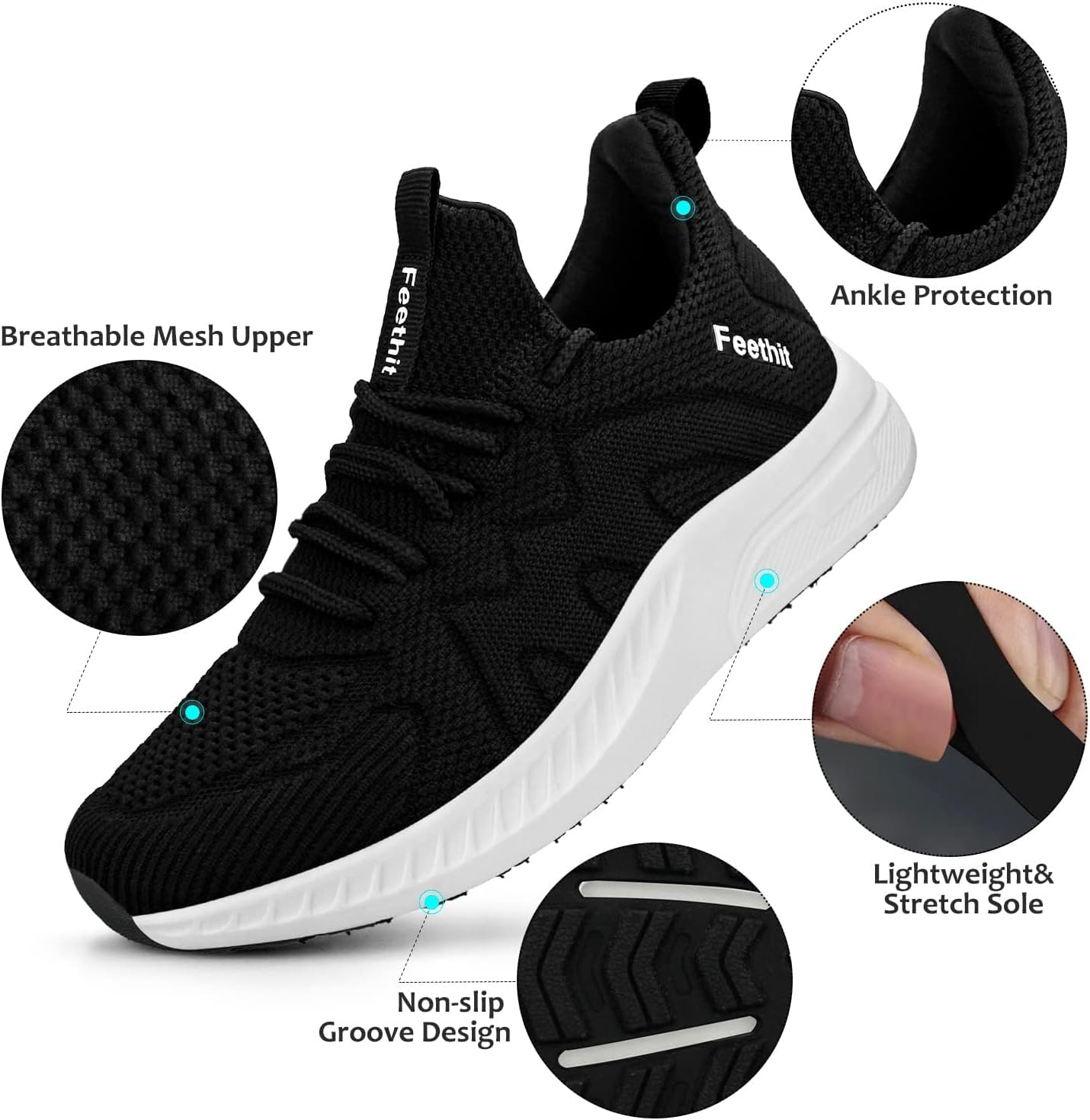 Feethit Womens Running Shoes Tennis Walking Shoes Slip on Sneakers Lightweight Gym Shoes for Workout Work Travel Athletic - Image 3