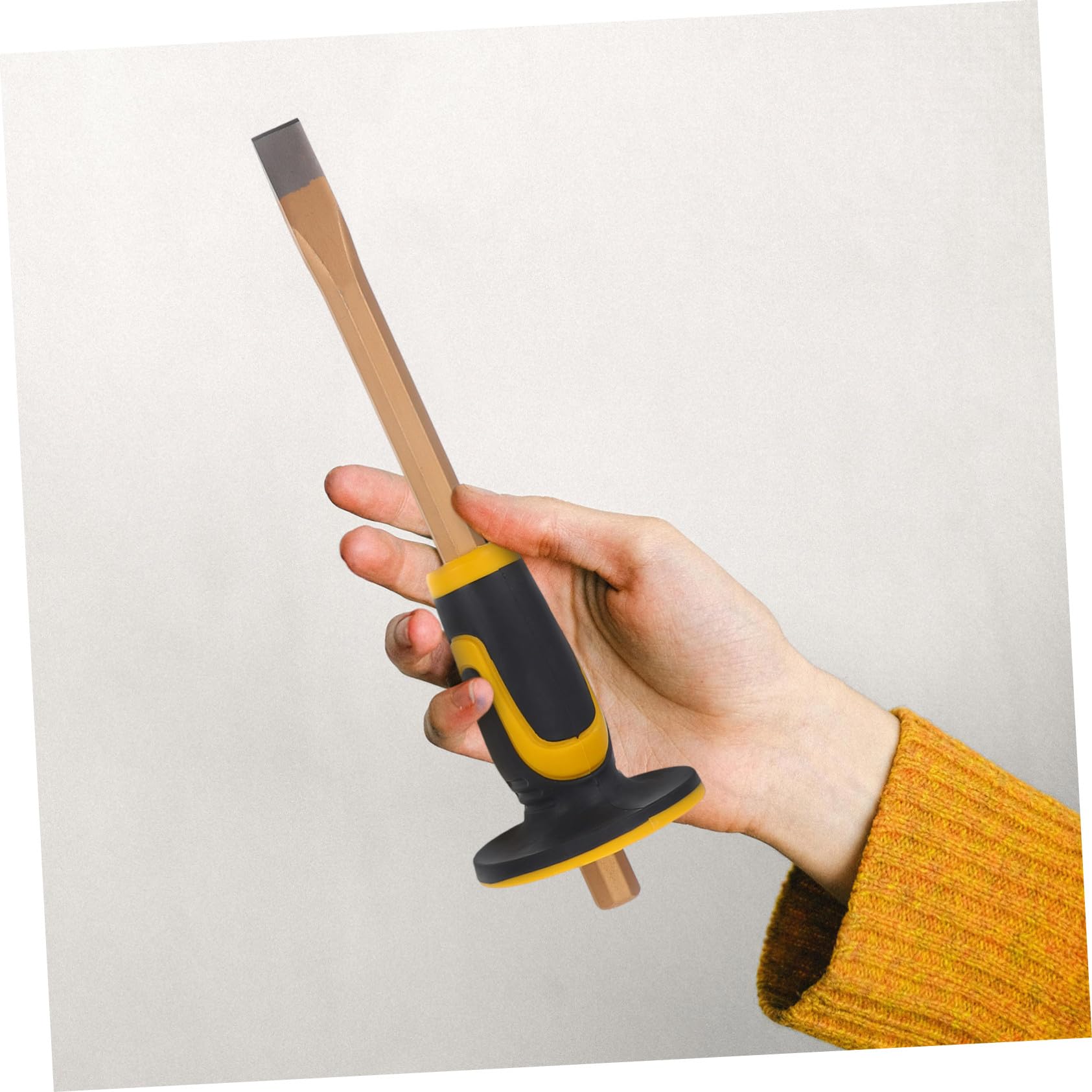 GALPADA Scalpello per Muratura con Protezione per Mani Scalpello Piatti in Acciaio Tungsteno per Intaglio Pietre Mattone Calcestruzzo e Lavori Falegnameria Ergonomico e Resistente