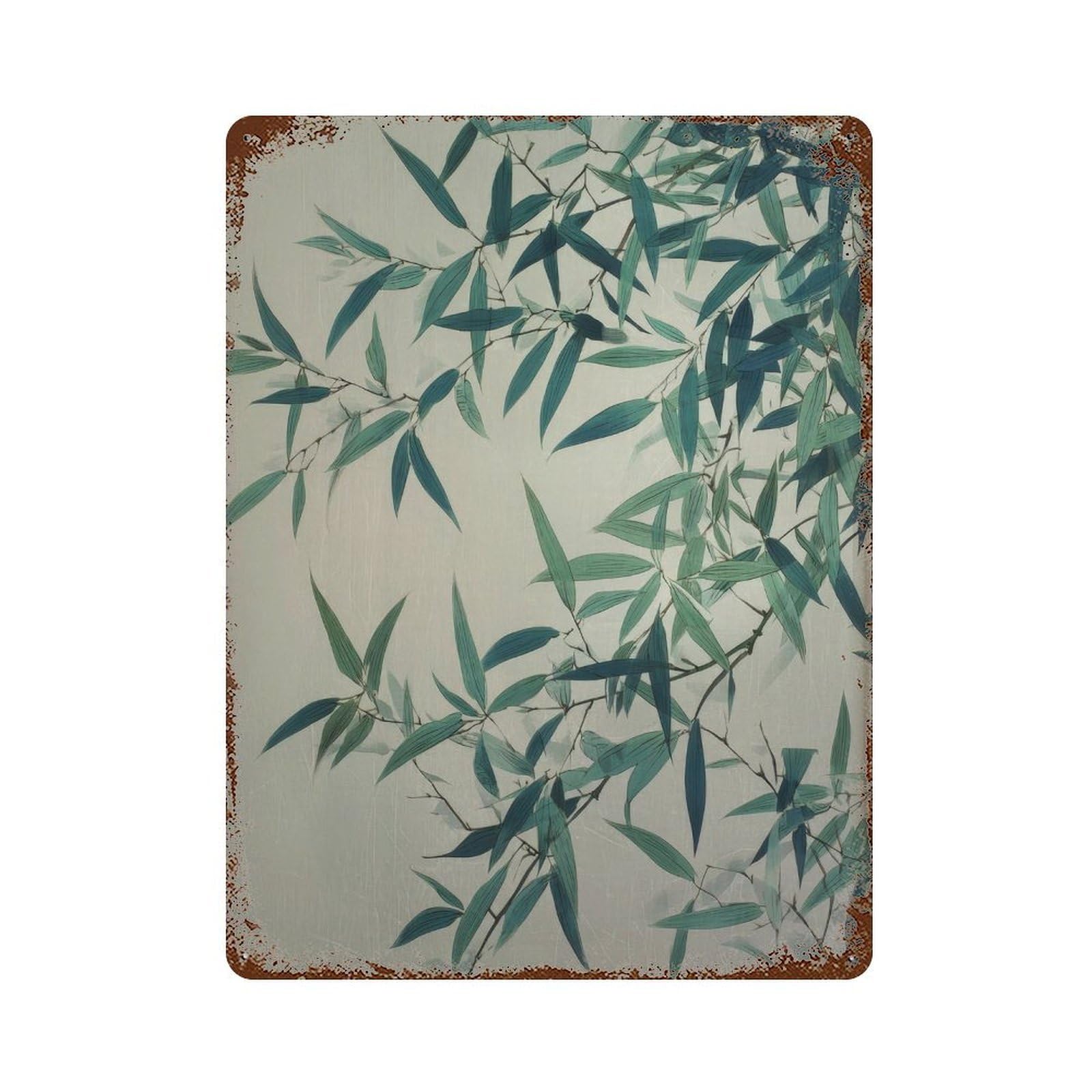 xiaoxiaoshen Bamboo Leaves. Botanical Minimalistic Wall Decor Art Metal Tin Poster Modern Home Decor Art Home Bar Shop Decorations Vintage Sign 40x30cm