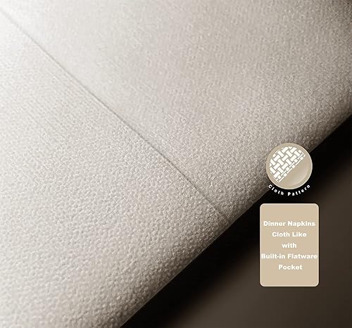 Miniatura 5 de Servilletas desechables de tela con bolsillo integrado para cubiertos, para fiesta de boda, lino blanco y dorado, preplegado para cubiertos, 200