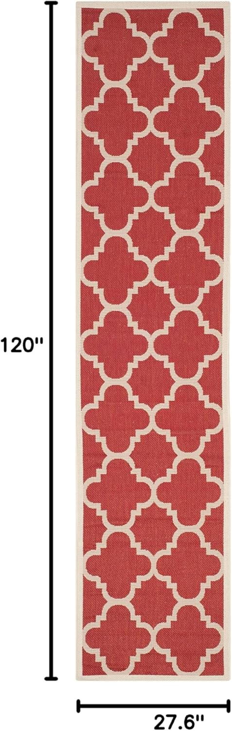 SAFAVIEH Washable Rug Outdoor Courtyard Collection - 2'3" x 10' Runner, Red, Non-Shedding & Easy Cleaning, Ideal for Patio, Entryway, Mudroom, Hallway, Kitchen (CY6243-248)