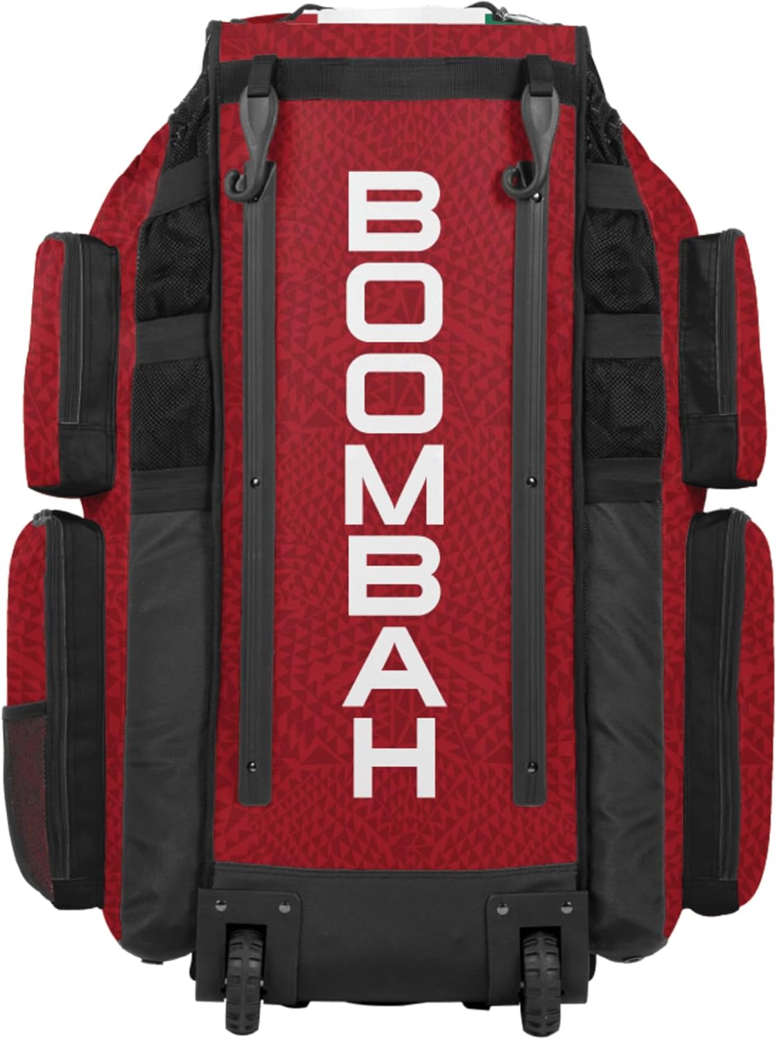 Boombah Superpack XL Rolling Bat Bag - 35.5" x 13.5" x 10" - Telescopic Handle - Holds 8 Bats - Wheeled Version - Mexico Kelly Green/Red/White
