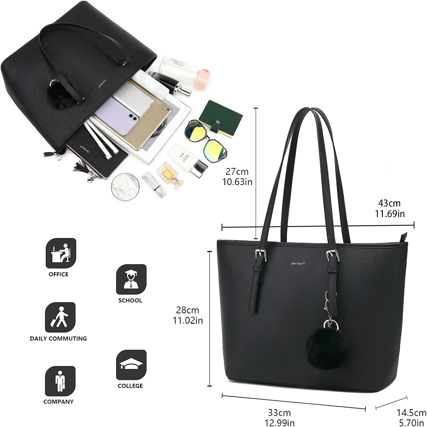 TANTOMI Tote Bag for Women Large Purse Top Handle Ladies Shoulder Bags for Office School Shopping - Image 6