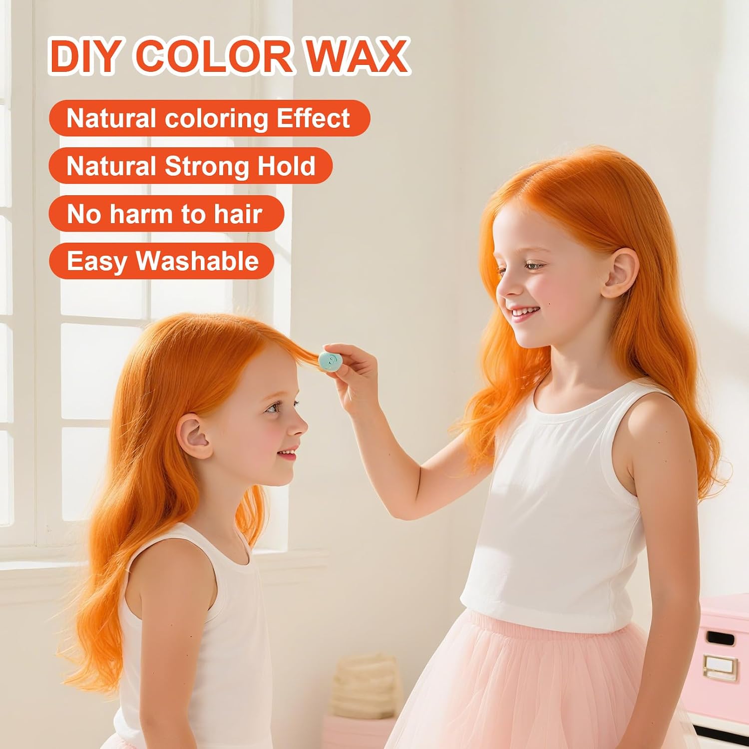 Temporary Hair Color Wax, Hair Pomades Hairstyle Styling Clay Mud, Instant Disposable DIY Fashion Hair Style Coloring Cream for Party, Cosplay, Christmas (Orange)