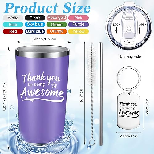 Vista 2 de Sieral 24 Piezas Vaso de Agradecimiento por Ser Genial, Suministros de Agradecimiento para Mujeres y Hombres, Vaso de Viaje Aislado de Acero Varios