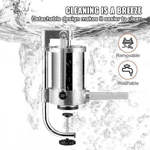 Miniatura 5 de VEVOR Relleno de salchichas, capacidad de 2.5 libras1.5 L, relleno de salchichas vertical de acero inoxidable 304, máquina de llenado de salchichas