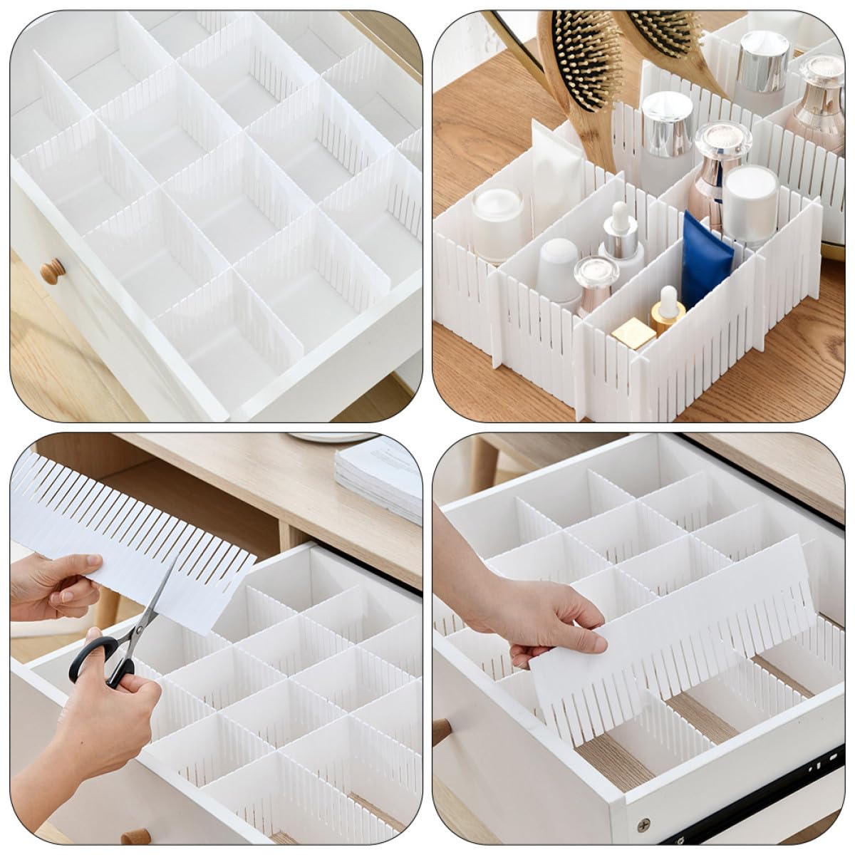 CALLARON Divisori per Cassetti in Plastica Bianco 10 Pezzi Organizzatori per Cassetti Multiuso per Conservare Calze e Asciugamani Comodi Scomparti Regolabili