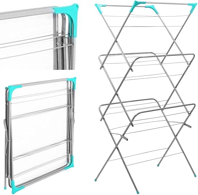 Clothes Airer 3 Tier Laundry Dryer Concertina Indoor Outdoor Patio Hanger Folding Hanging New Household Air Organizer Essentials Home Indoor Lavish
