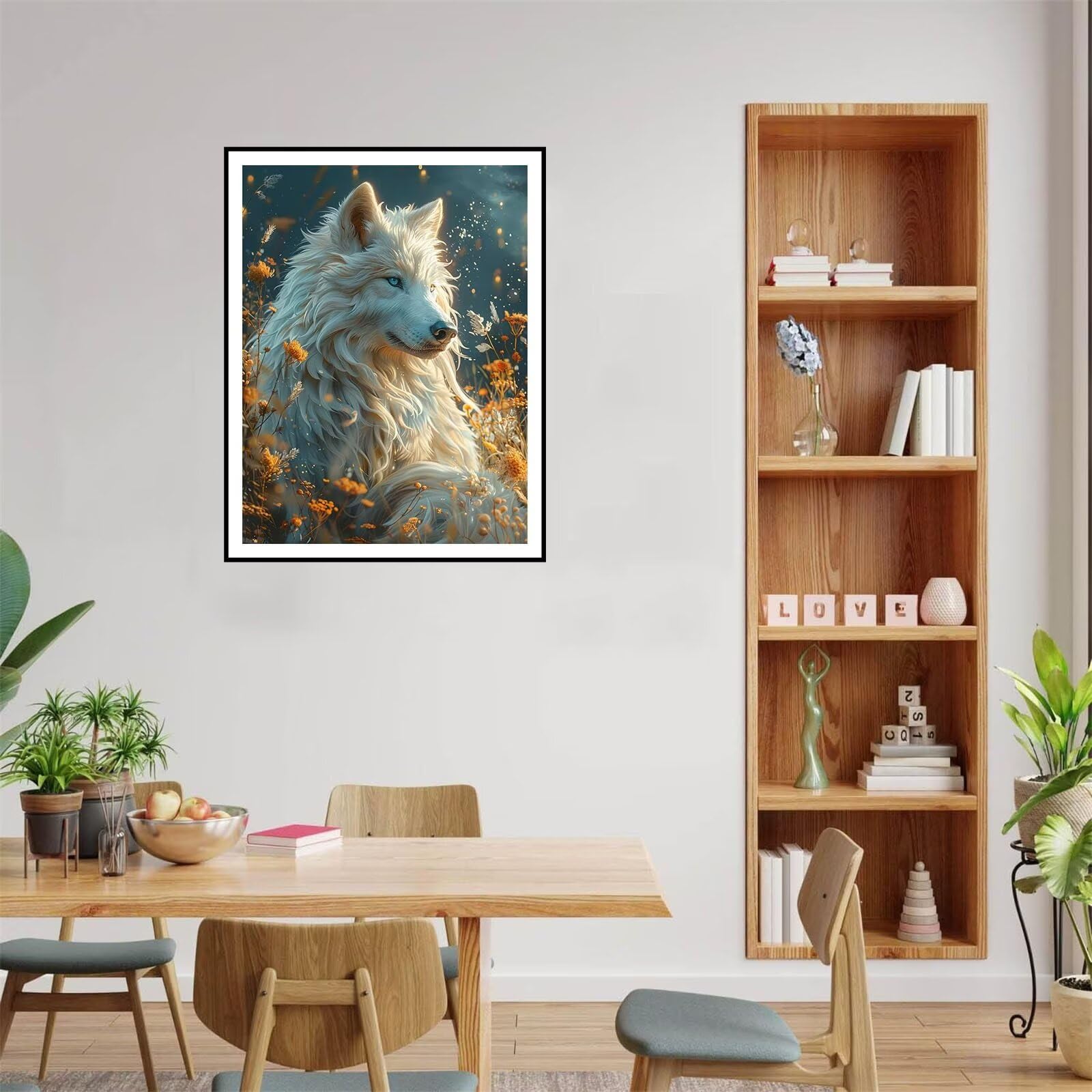 LCOZX Pintura Artística Con Diamantes, Kit De Pintura De Diamante Para Adultos, Pintura De Lobo Artístico Por Números Para Adultos, Ocio En Casa, Decoración De Pared, Diamantes Redondos, El Patrón