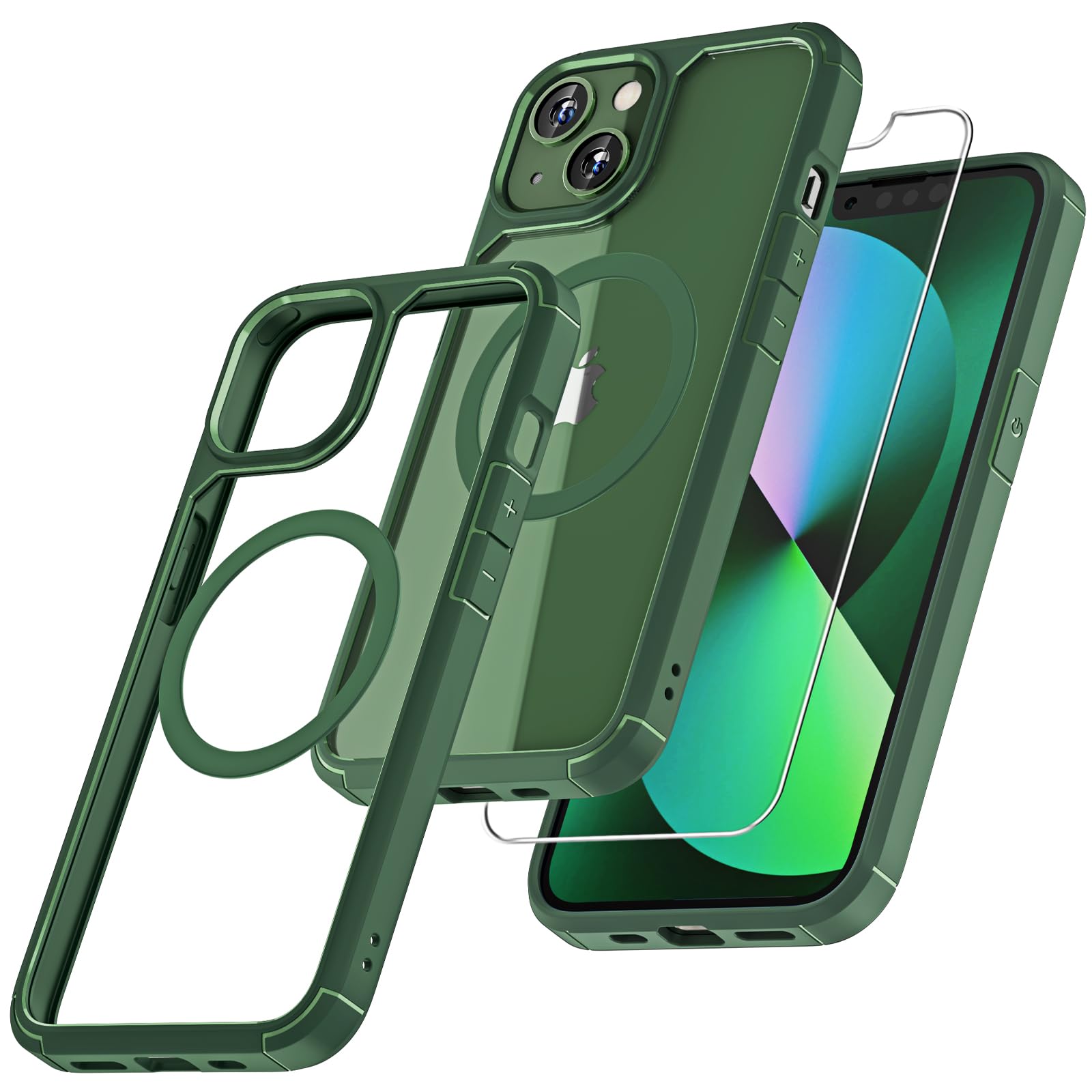 TAURI Funda para iPhone 13/iPhone 14, Compatible con MagSafe [No amarillea] con Vidrio Templado, Carcasa Nueva para iPhone 13/iPhone 14,Funda Ultra Fina antichoque - Transparente — view 62