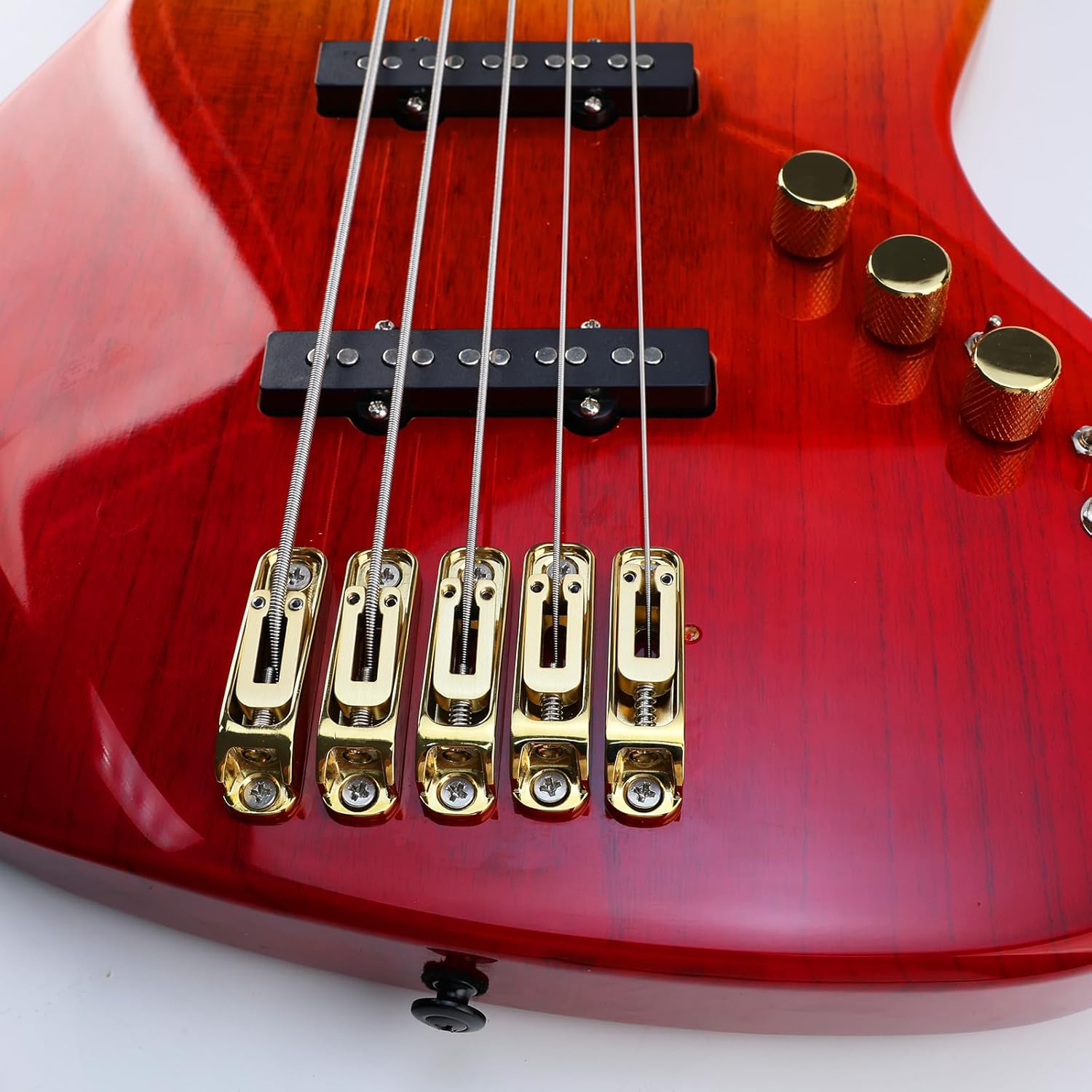 Gold Single String Bass Guitar Bridge with Brass Saddle Individual Fixed Bridge for 5 String Electric Bass Replacement Parts