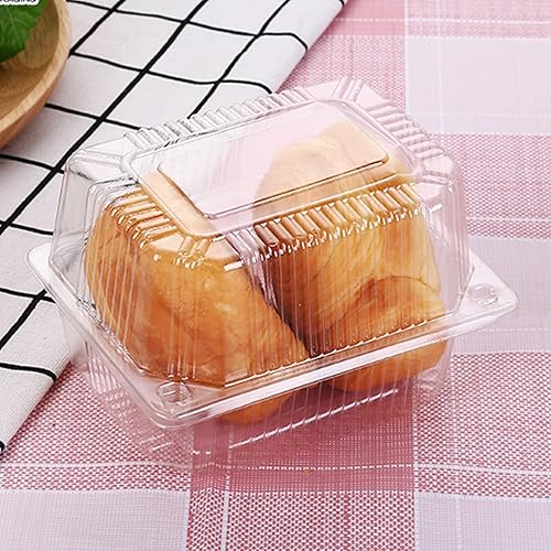 Miniatura 5 de Recipiente de alimentos transparente con bisagras, recipientes cuadrados de plástico para llevar, recipientes desechables de postre