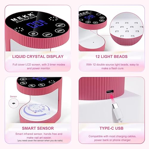 Miniatura 3 de MEKK Lámpara de uñas LED UV inalámbrica, lámpara de curación flash para uñas de gel, 24 W, pequeña luz UV para uñas, lámpara de uñas profesional