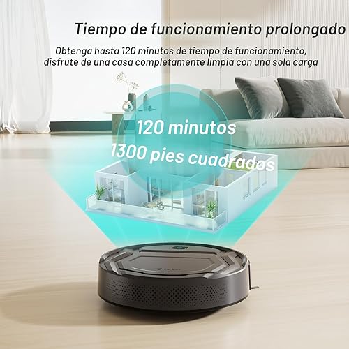 Miniatura 7 de Lefant Aspiradora robot M210P, potente succión, silenciosa, ultrafina, 120 minutos de tiempo de funcionamiento, aspiradora robótica de carga