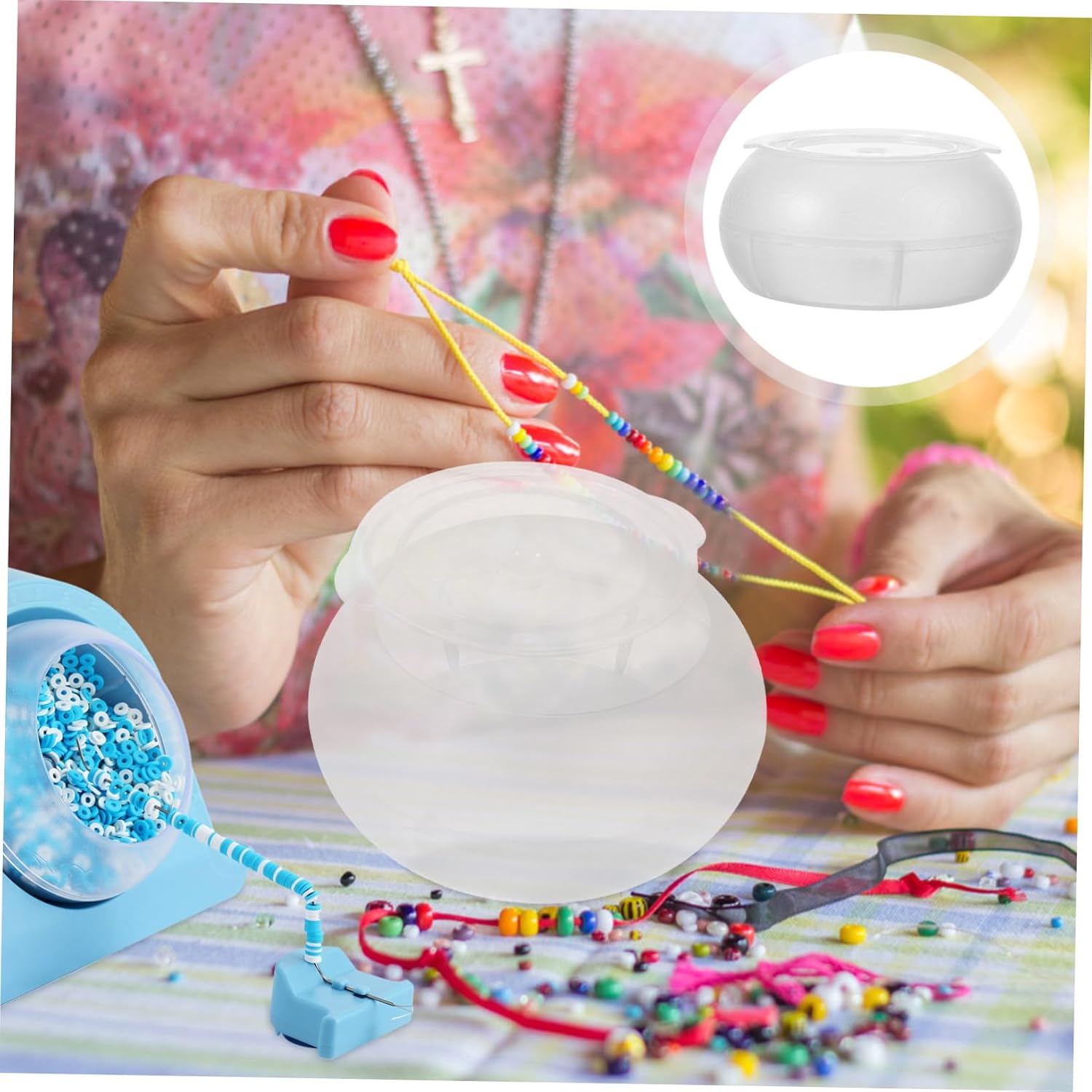 PLAFOPE DIY Beading Bowl Bead Holder for Bracelet Making Bead Tray Beading Machine Accessory