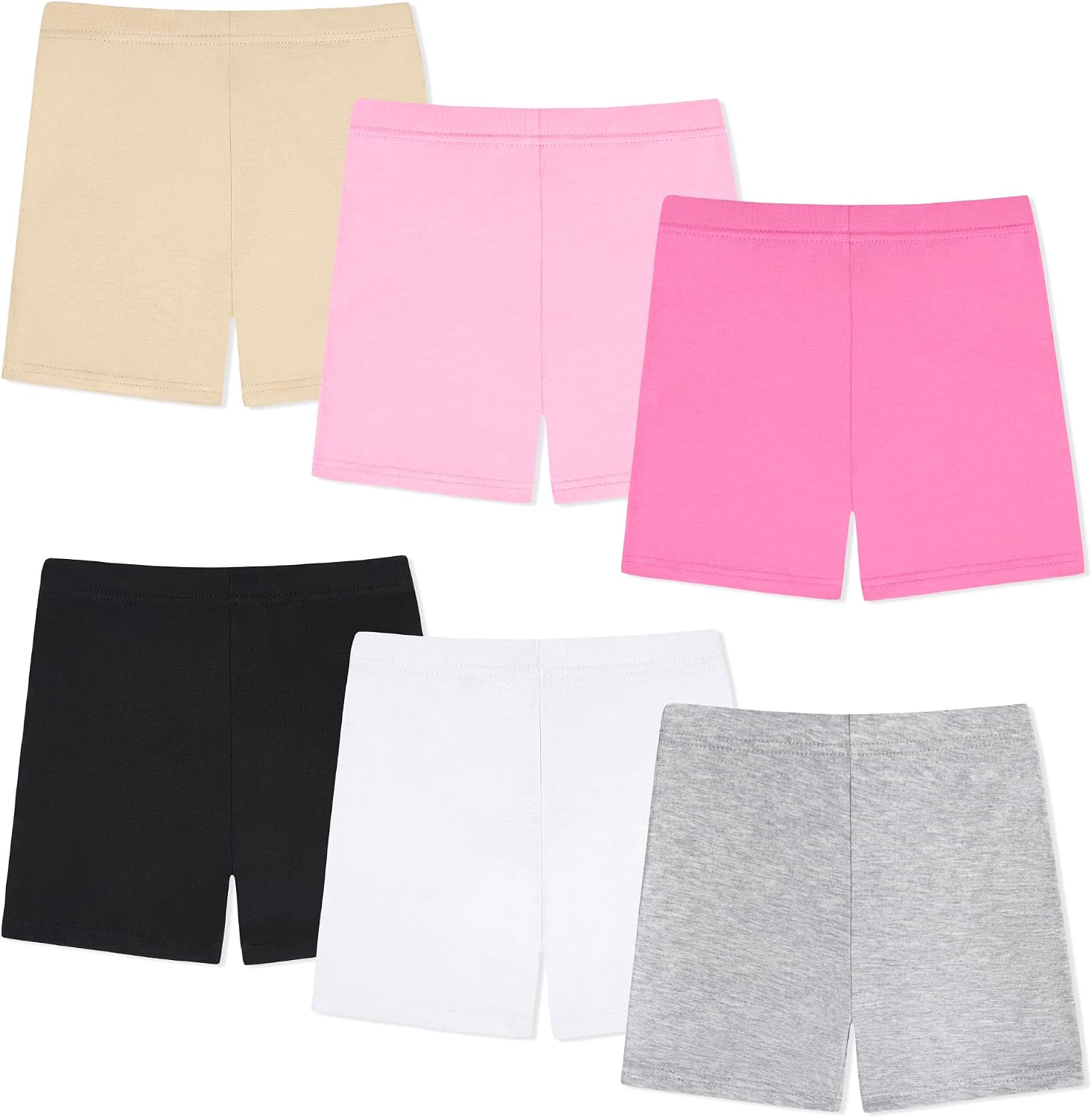 6 Pack Girls Shorts Girls Under Dress Dance Cotton Shorts