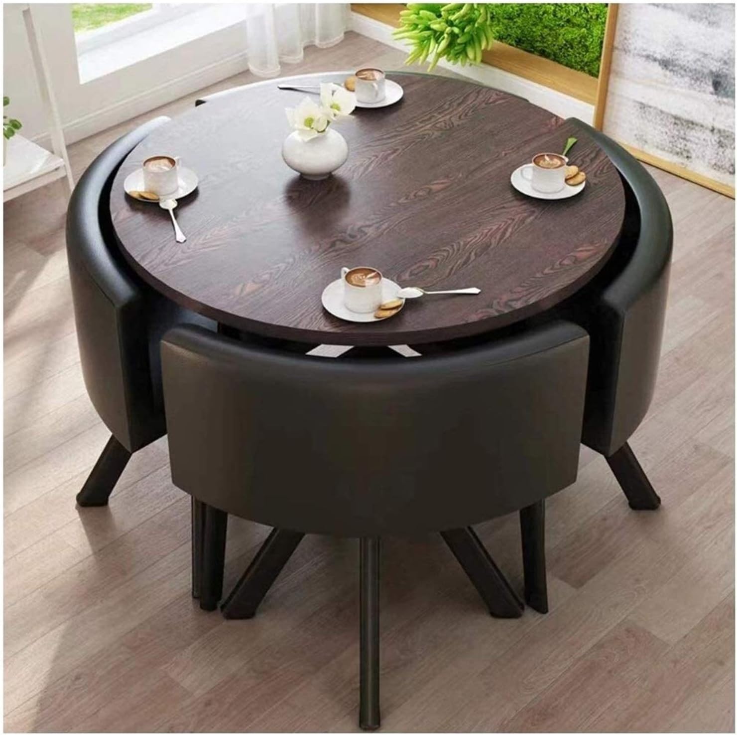 Simple Modern Table and Chair Set Office Business Meeting Negotiating Table and Chair Combination Cafe Milk Tea Shop Bakery Shop (Color : Red+Black) (Black Style One)