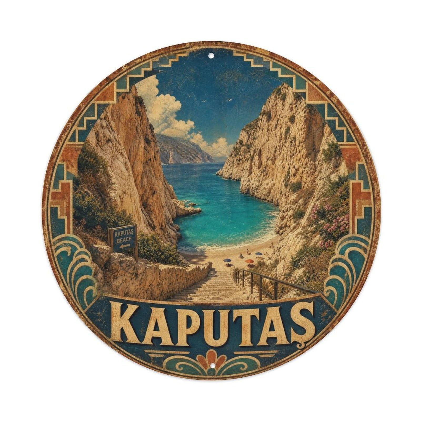 Kaputas Beach Turkey Nature Travel Rustic Vintage Metal Tin Sign