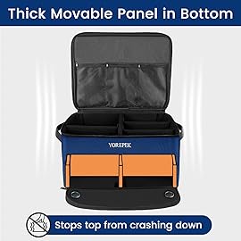 YOREPEK Large 2 Layer Golf Trunk Organizer for 2 Size 14 Pair Shoes, Car Golf Locker with Separate Ventilated Compartment, Golfing Stuff Storage Organizer Store All Gear, Golf Stocking Stuffers, BLUE