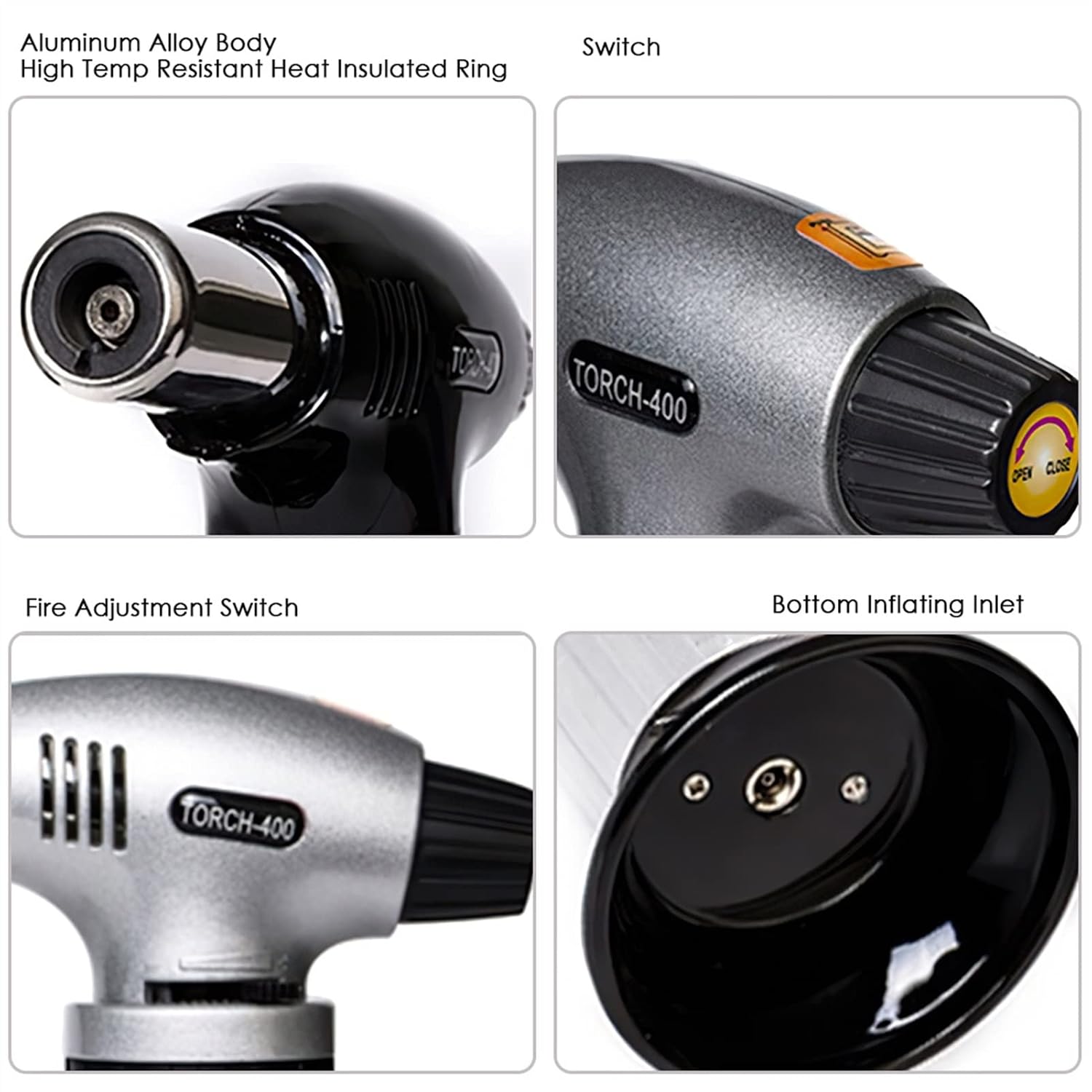 1300℃ Flame Temperature Refillable Butane Torch Cooking Bakeware Barbecue Soldering Tool Fit for Kitchen Outdoor Camping Use tig Welding Accessories