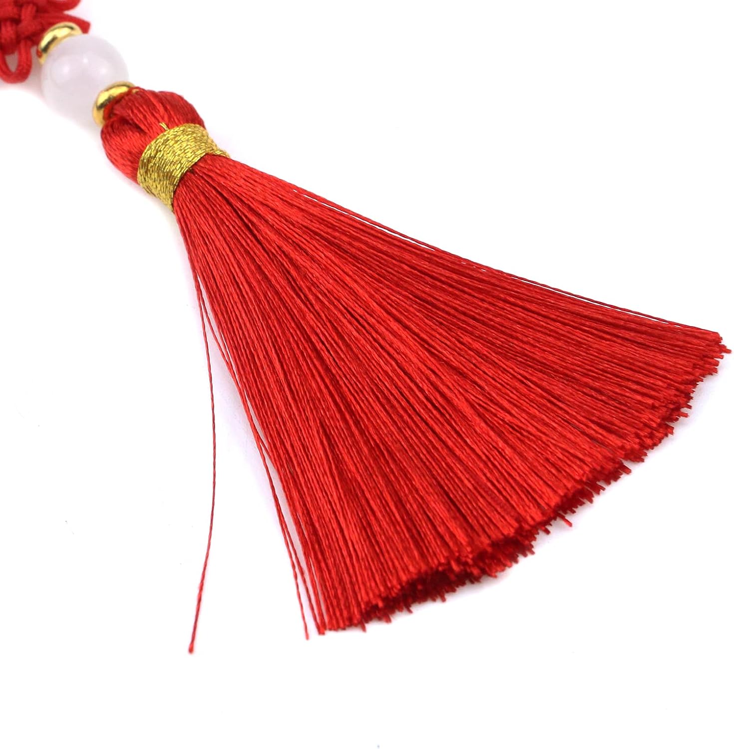 Dnyta Craft Tassels with Hanging Loops, 5 Pcs Red Decorative Chinese Knot Mini Tassels for DIY Jewelry Making, Handicrafts