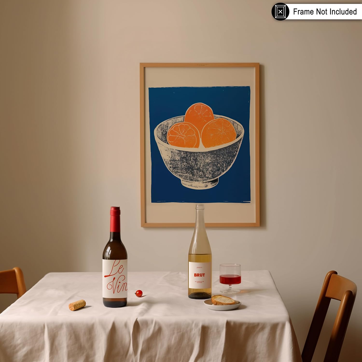 Poster Master Oranges In A Bowl Poster - Retro Orange Print - Fruit Art - Food & Drink Design - Chic Boho Illustration - Citrus & Modern Print - Great Living Room or Kitchen Decor - 8x10 UNFRAMED