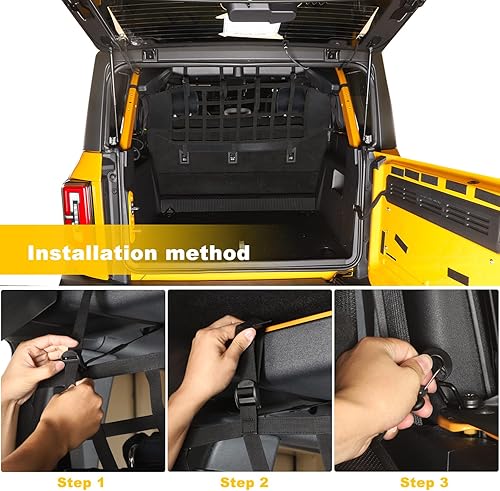 Miniatura 6 de Red de malla para tronco Bronco Red de carga para perro para Ford Bronco 2021 2022 2023 Accesorios de almacenamiento negros