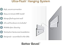 Vista 7 de Better Bevel - Espejo rectangular de esquina redondeada sin marco de 24 x 36 pulgadas, borde biselado de 1 pulgada, espejo de pared de baño