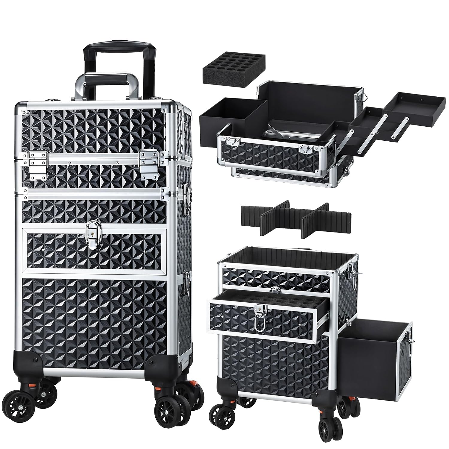 Joligrace Rolling Makeup Case 4 in 1 with Wheels & Drawers Large Professional Cosmetology Trolley Case Lockable Travel Cos... - Review, Price and Buying Guide