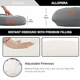 ALLOPERA Pregnancy Pillow, Full Body Maternity Pillow 57 inch, with Removable Washable Cover - Sleep Support for Legs, Back, Neck, Shoulder, HIPS, Belly for Pregnent Women, Velvet (Coal-Black)