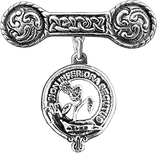 Buchan Clan Crest Iona Bar Brooch - Sterling Silver