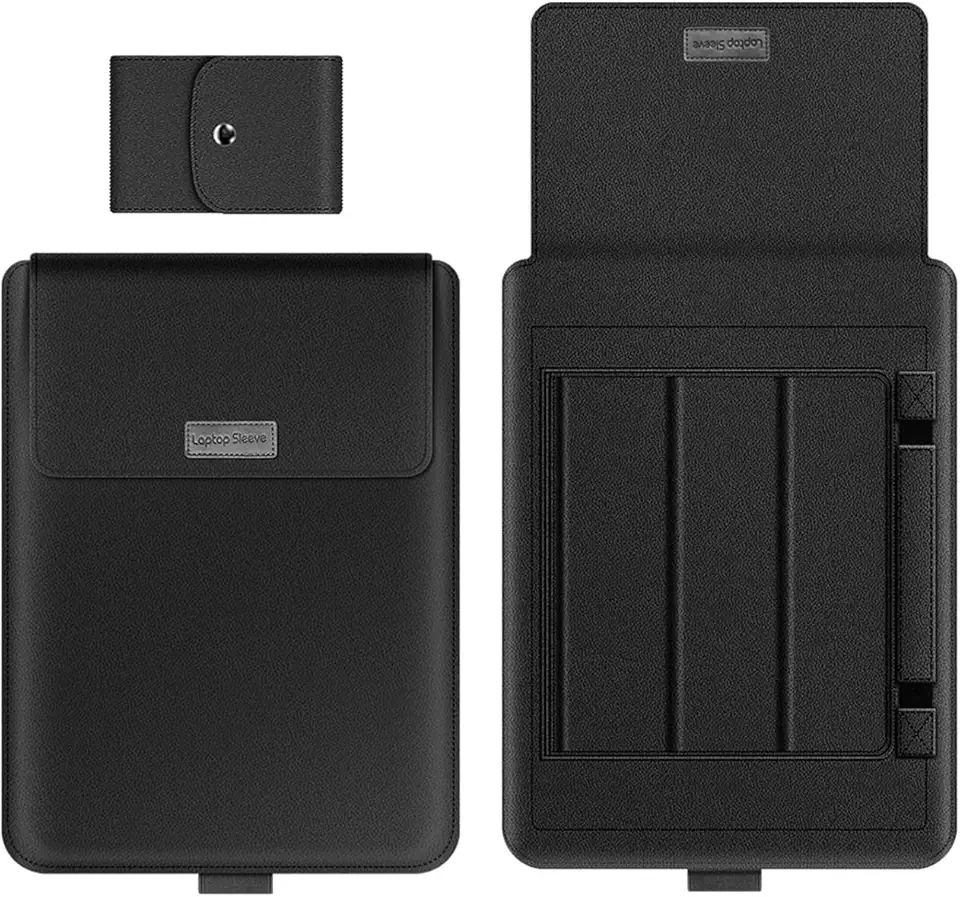 BEMMY Capa Case Para Notebook Macbook Air Pro 13/14'', Capa de Couro PU com Suporte Para Portátil e Notebook (13/14'') (Preto)