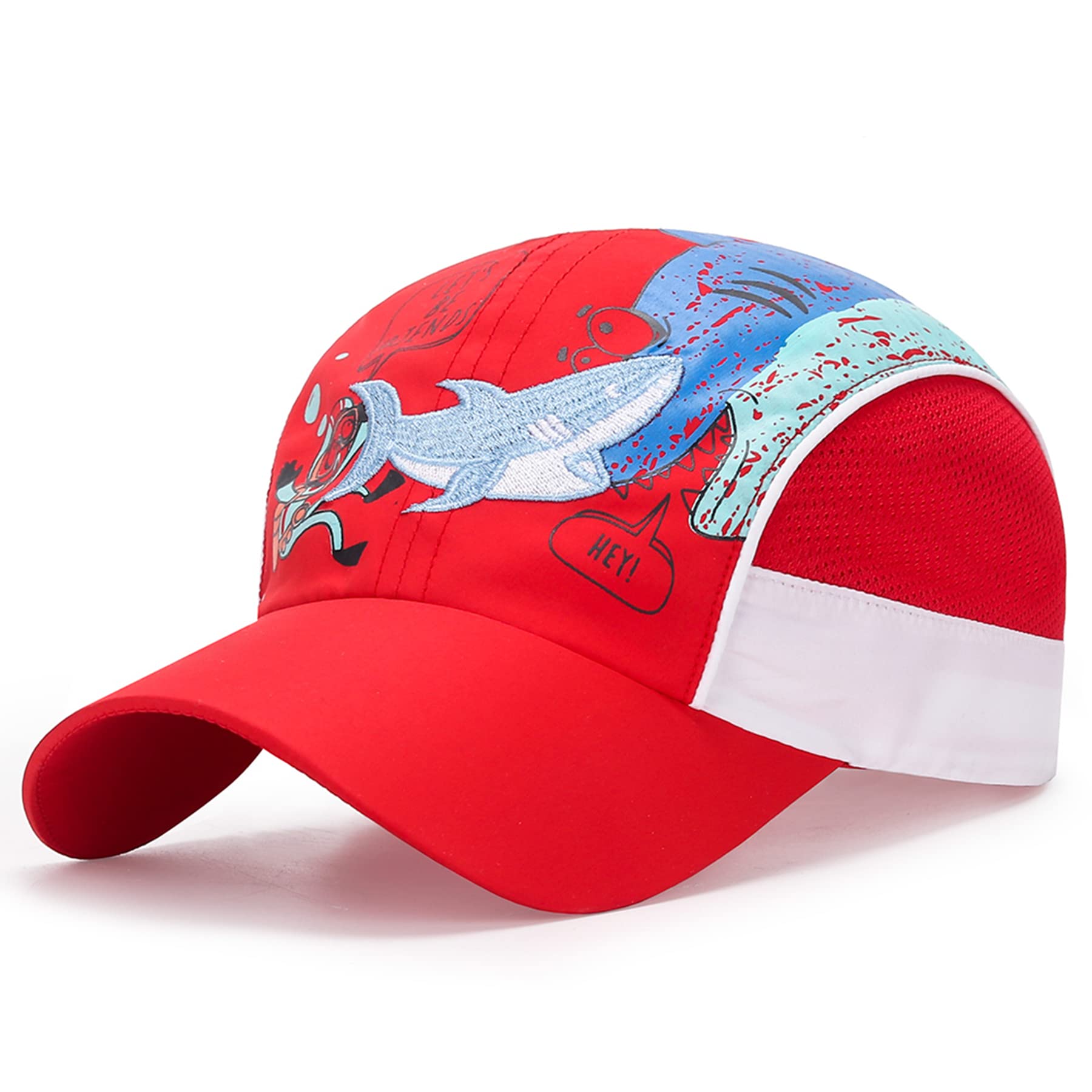 LLmowayBreathable Kids Sun Protection Ball Cap Quick Dry Mesh Sports Hats, Red, Medium