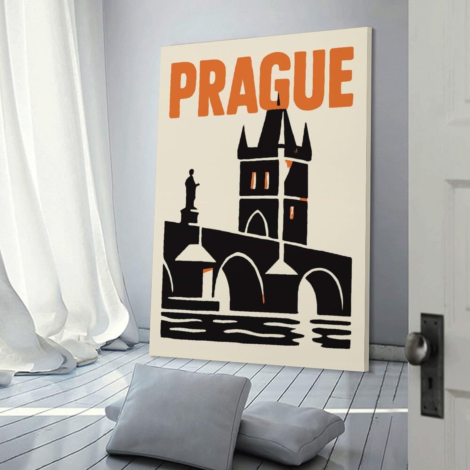 Junmoney Prague Travel Wall Picture Print 20x30inch(50x75cm), for Calm Bedrooms, Home Corners Or Flats, Home Artwork with A Soft Interior Feel