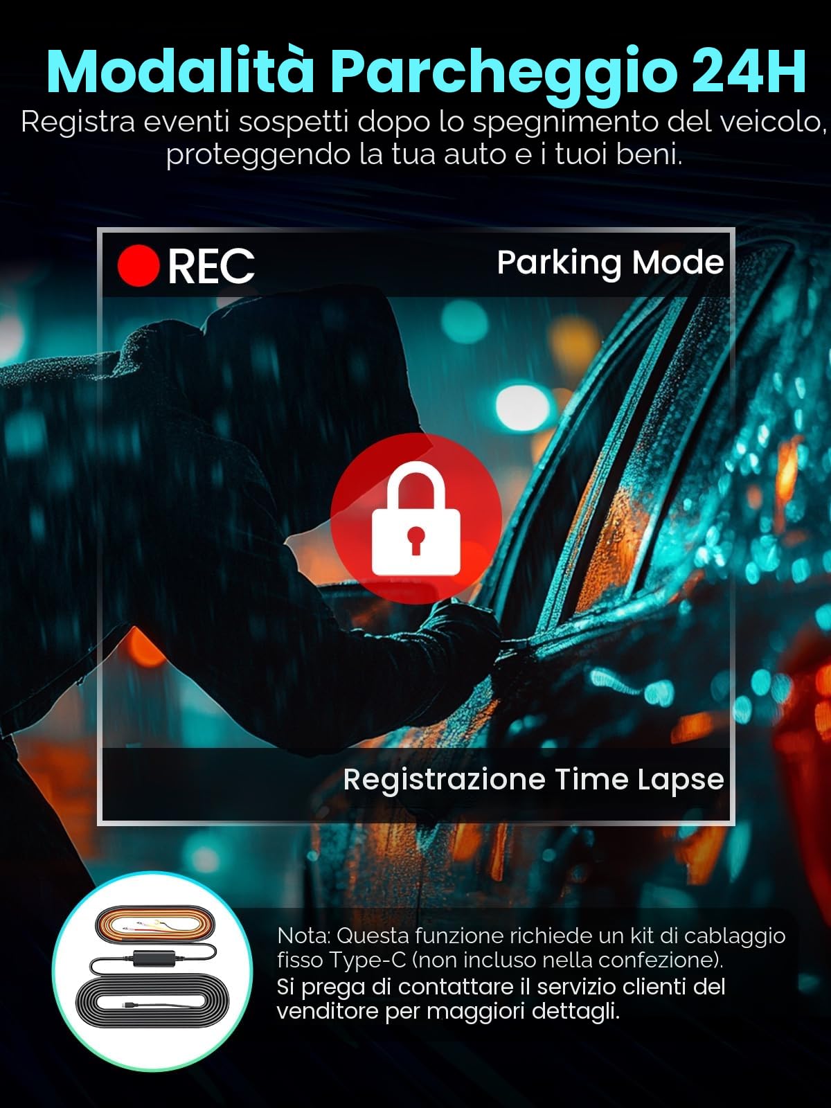 R5 Pro Dash Cam 4K/2.5K per Auto, Telecamera Doppia Anteriore e Posteriore, WiFi 5GHz, GPS, SD 128GB Inclusa, Schermo IPS 3.16", Parcheggio 24H, Visione Notturna, G-Sensor, 256GB Max