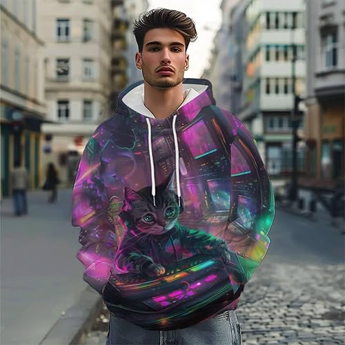 Miniatura 5 de Sudaderas unisex con diseño de caras de dibujos animados vibrantes, sudadera con capucha 3D para hombres y mujeres