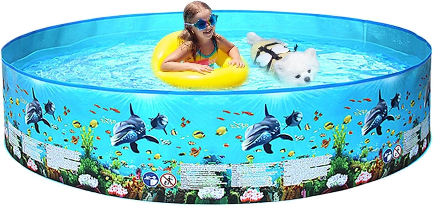 Thickened PVC Foldable Dog Paddling Pool Pets Kids Indoor Outdoor