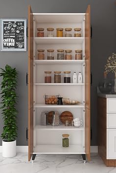 Çok Amaçlı Kiler, Banyo, Ayakkabılık, Balkon Dolap(Ceviz-Beyaz)