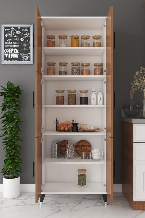Çok Amaçlı Kiler, Banyo, Ayakkabılık, Balkon Dolap(Ceviz-Beyaz)