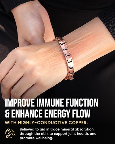 Vista 2 de MagnetRX® Magnetic Copper Bracelets for Women - EllipseMAX 5X Strength 5,000 Gauss Magnets - Designed in USA & Patent Pending - Premium Womens
