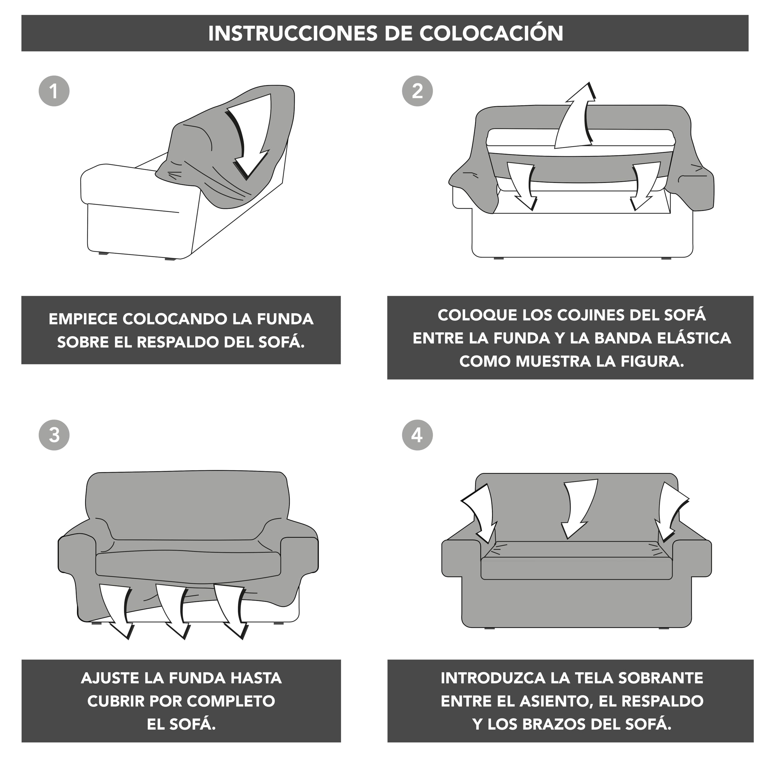 Martina Home Funda Sofá Elástico Túnez 4 Plazas Marfil, Funda de sofá Elastica, 4 Plazas (220 a 260 cm)