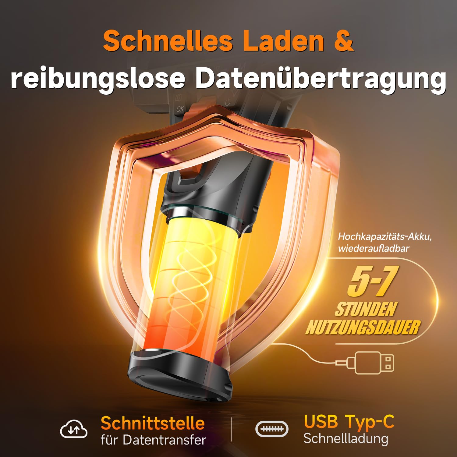 FOXWELL 6,2mm Professionell 2-Wege Schwenkkopf Endoskopkamera mit Licht | 220° Schwenkkopf, IP67 wasserdicht, IPS Display, Foto/Video, 1,6m Kabel, 6 dimmbare LEDs für Werkstatt, KFZ & Rohr