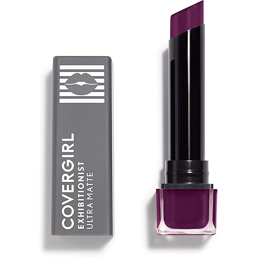 COVERGIRL Exhibitionist Ultra-Matte Lipstick, Transfer-Proof, .11 Fl Oz, 1 Count, Lipstick, Matte Lipstick, Long Lasting Lipstick, No Cracking or Flaking, Increases Lip Moisture